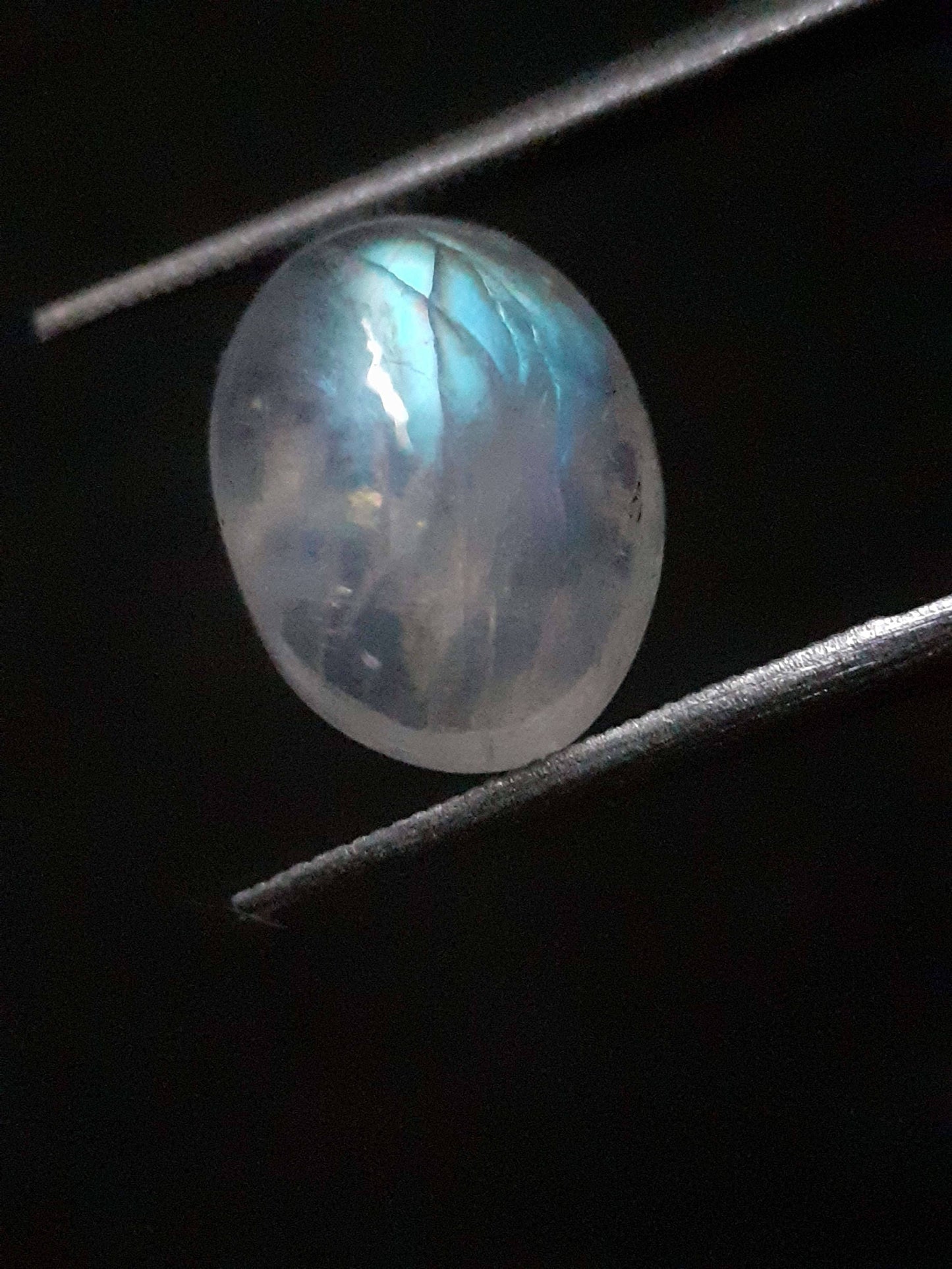 Natural Moonstone - pale blue adularescence - 3.374 ct - oval cabochon