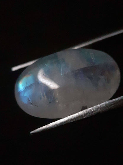 Natural Moonstone - pale blue to blue adularescence - 9.355 ct - oval cabochon