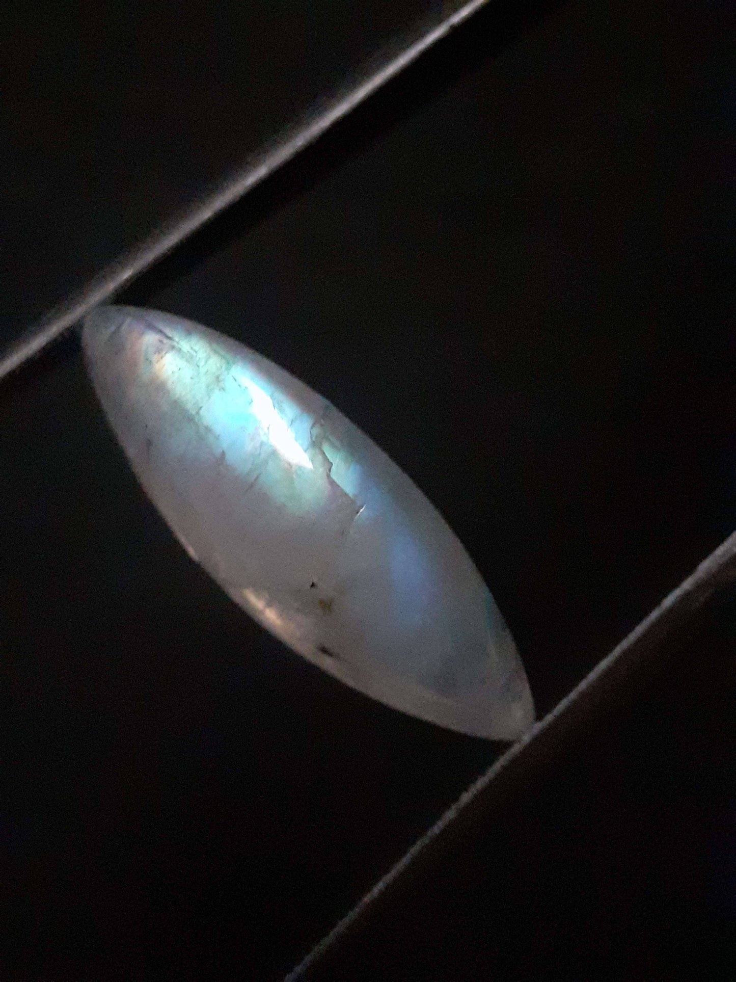 Natural Moonstone - rainbow adularescence - 7.535 ct - marquise cabochon