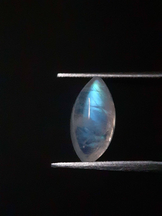 Natural Moonstone - shades of blue adularescence - 3.025 ct - marquise cabochon