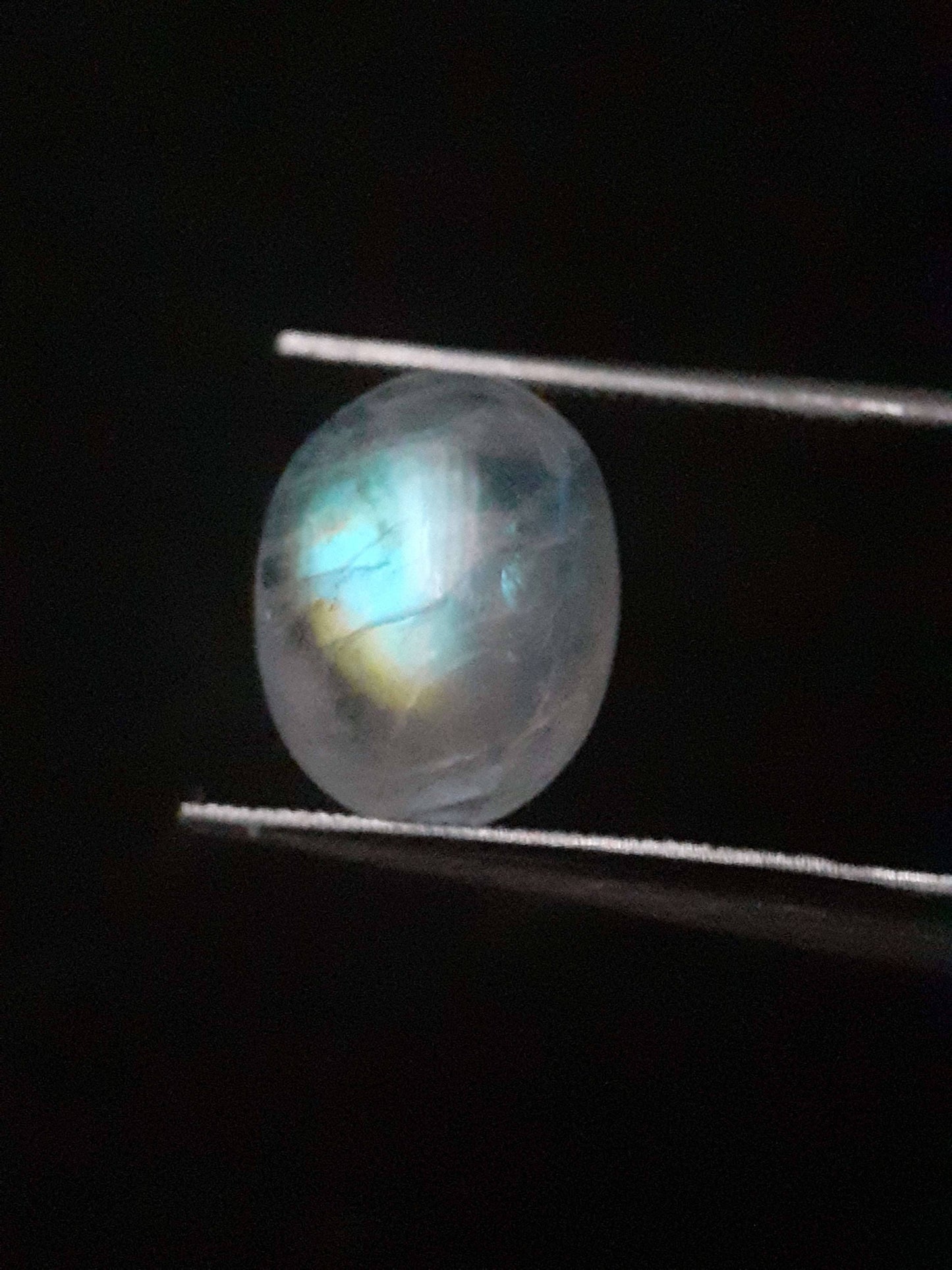 Natural Moonstone - yellow and greenish blue adularescence - 2.889 ct - oval