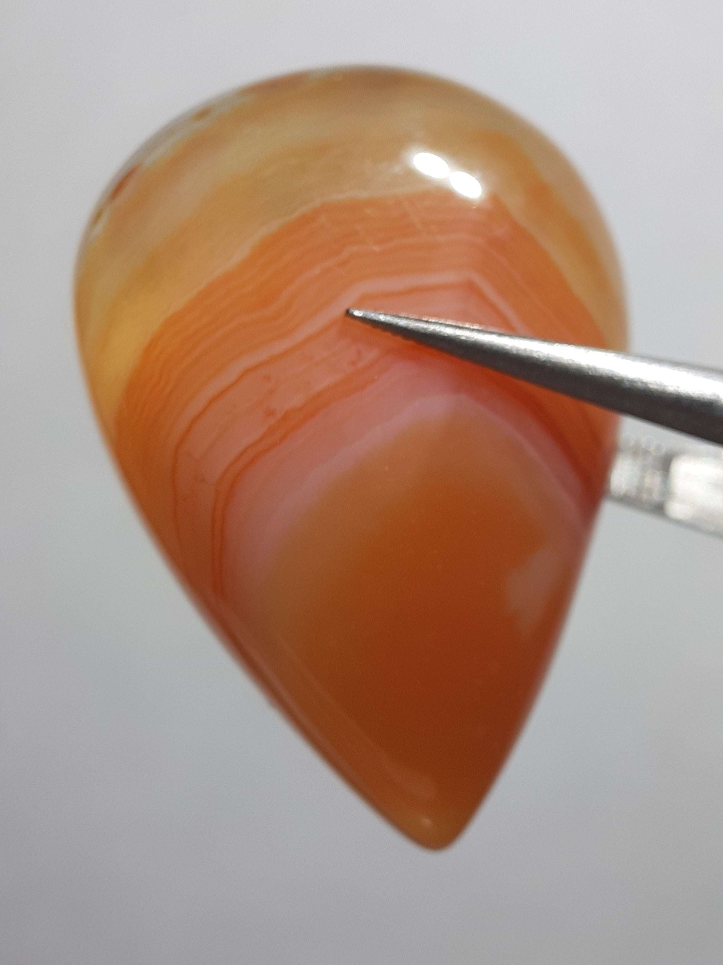 Natural orange and white Lake Superior Agate - 33.83 ct - pear Cabochon - unheated - certified by NGB