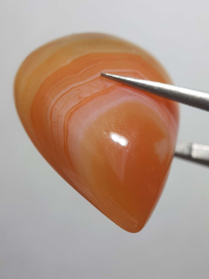 Natural orange and white Lake Superior Agate - 33.83 ct - pear Cabochon - unheated - certified by NGB