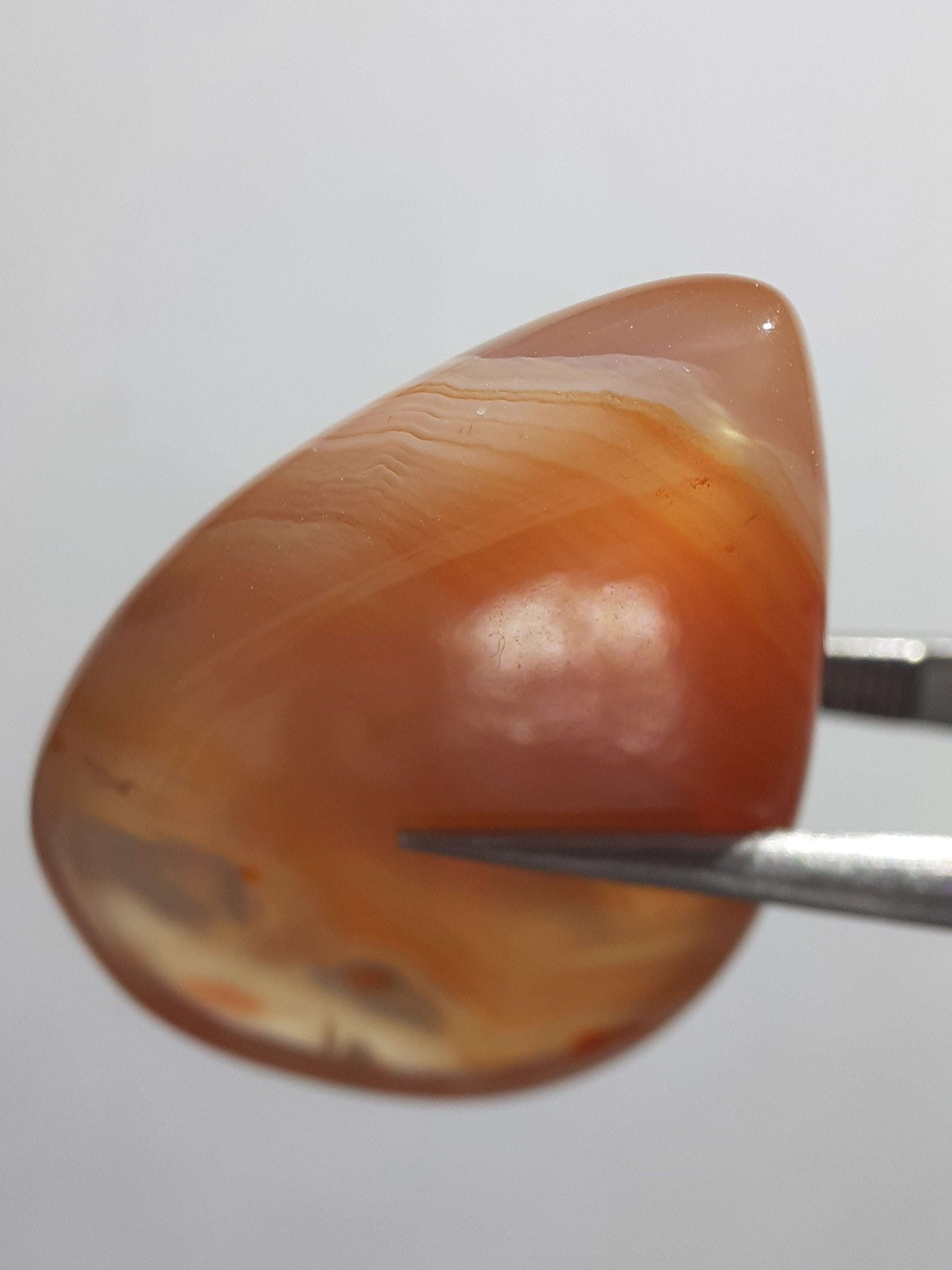 Natural orange and white Lake Superior Agate - 33.83 ct - pear Cabochon - unheated - certified by NGB