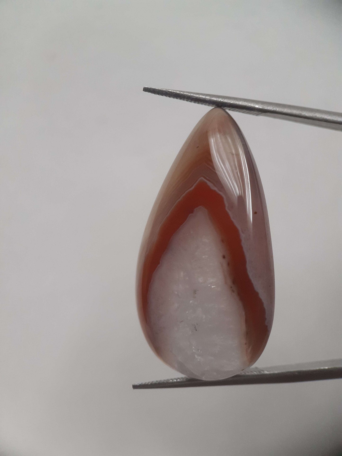 Natural orangey brown Botswana Agate - 17.080 ct - Pear Cabochon - certified natural