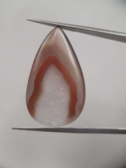 Natural orangey brown Botswana Agate - 17.080 ct - Pear Cabochon - certified natural