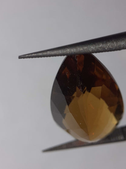 Natural orangy yellow Citrine - 9.05 ct - pear - unheated - certified by NGB - Natural Gems Belgium