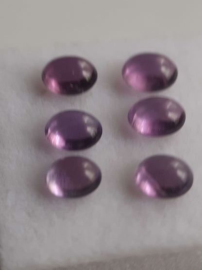 Natural purple Amethyst - set of 6 - 2.21 tcw - oval cabochon - approx 5 x 4 mm - unheated