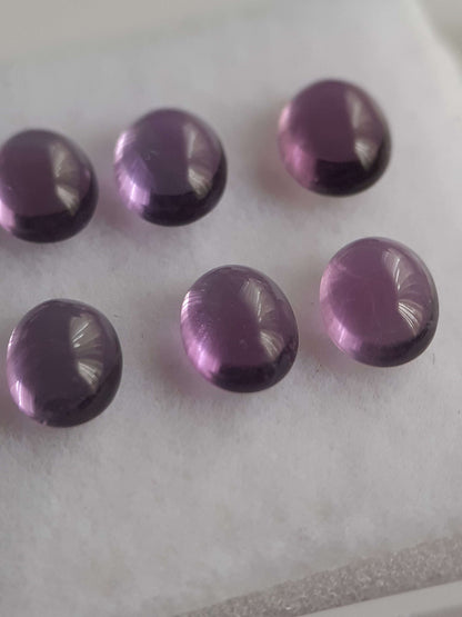 Natural purple Amethyst - set of 6 - 2.21 tcw - oval cabochon - approx 5 x 4 mm - unheated