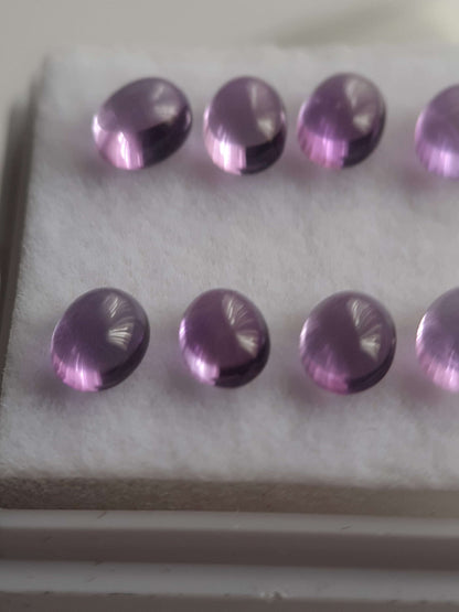 Natural purple Amethyst - set of 8 - 2.73 tcw - oval cabochon - approx 5 x 4 mm - unheated