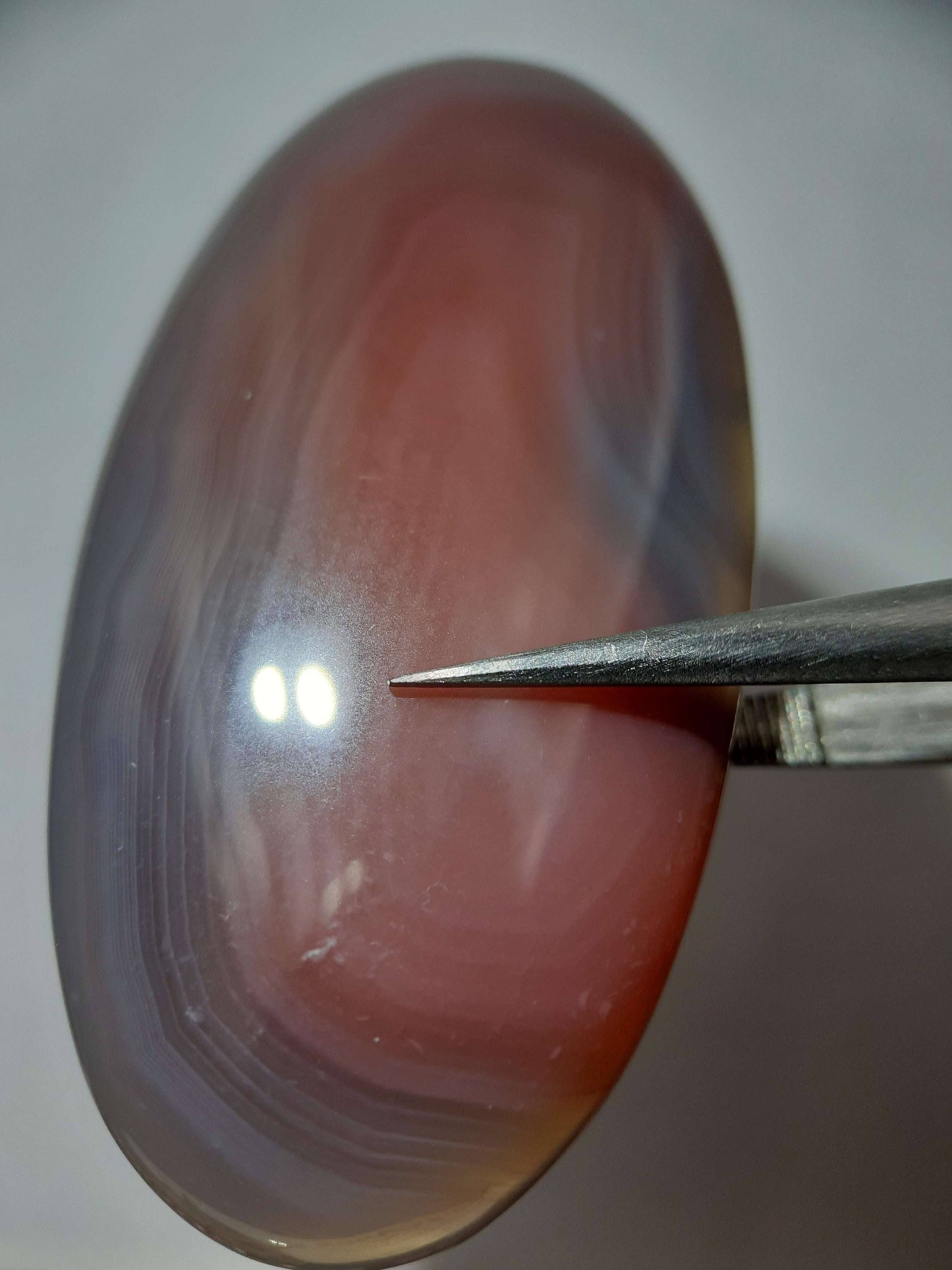 Natural red grey Botswana Agate - 52.82 ct - long oval Cabochon - unheated - certified by NGB