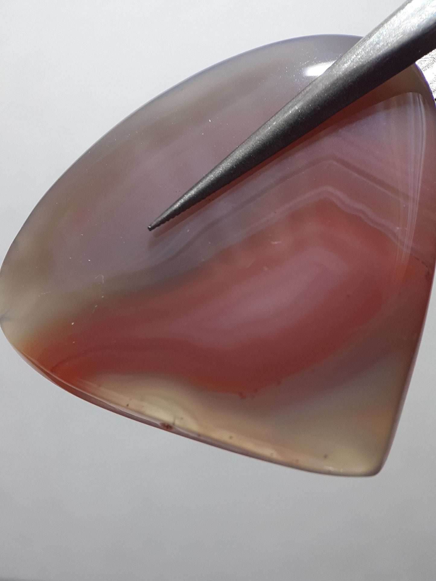 Natural red purplish grey Botswana Agate - 42.20 ct - pear Cabochon - unique colors - certified by NGB