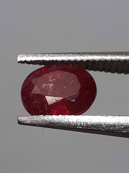 Natural red Ruby - 0.53 ct - oval - heated - Africa - certified by NGB - Natural Gems Belgium