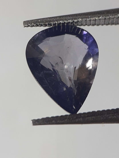 Natural Violet Bluet Iolite - 1.12 ct - pear - unheated - certified by NGB - Natural Gems Belgium