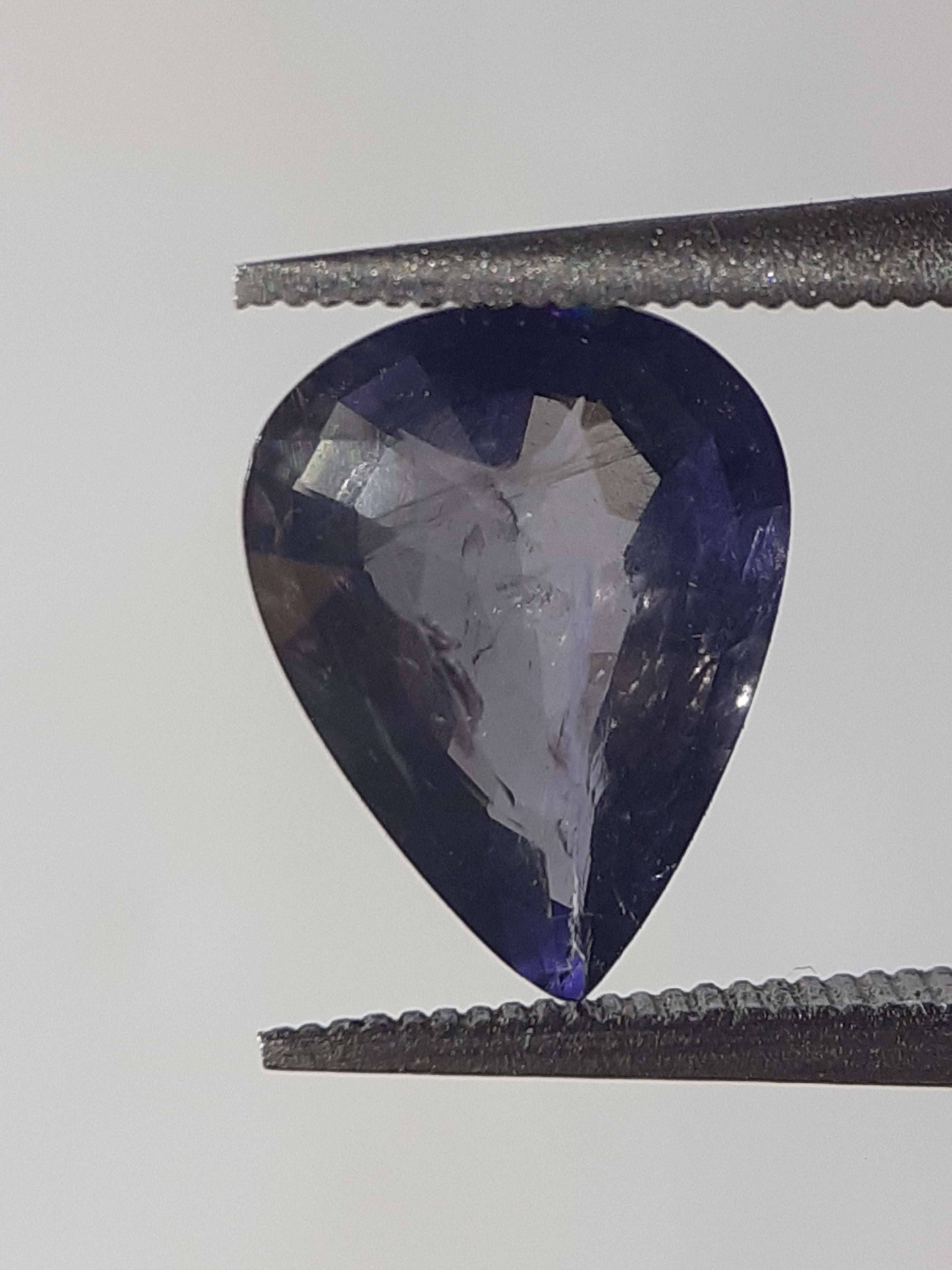 Natural Violet Bluet Iolite - 1.12 ct - pear - unheated - certified by NGB - Natural Gems Belgium