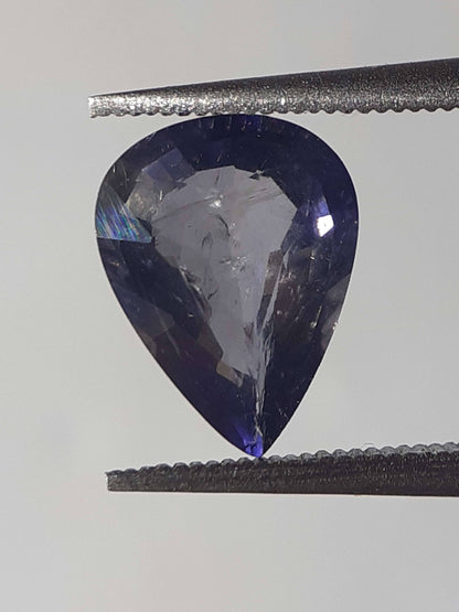 Natural Violet Bluet Iolite - 1.12 ct - pear - unheated - certified by NGB - Natural Gems Belgium