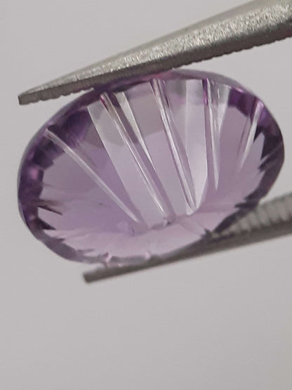 Natural violet purple Amethyst - 3.054 ct - oval - custom cut - certified natural