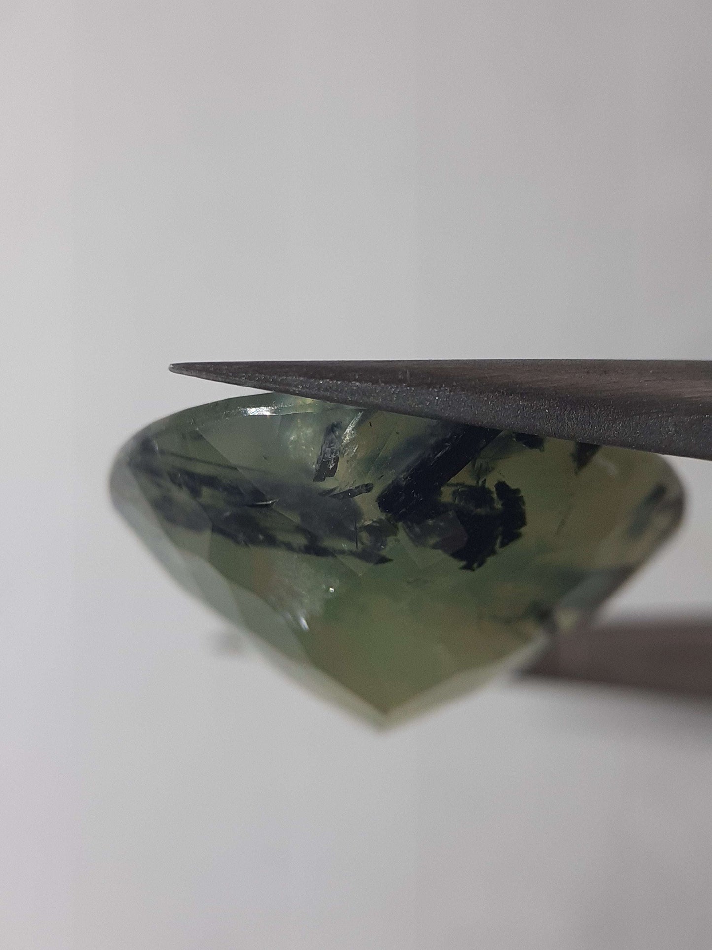 Natural yellowish green Prehnite - 26.86 ct - pear - unheated - certified by NGB