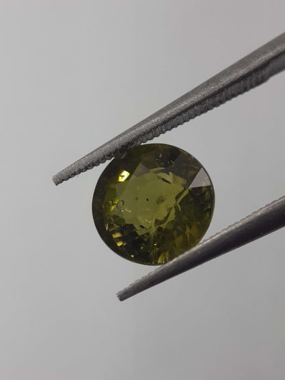 Natural Yellowish green Tourmaline - 1.82 ct - round - unheated - certified by NGB - Natural Gems Belgium