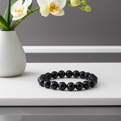 Beaded Bracelet - Tourmaline - 8 mm beads - Black tourmaline - Natural Gems Belgium