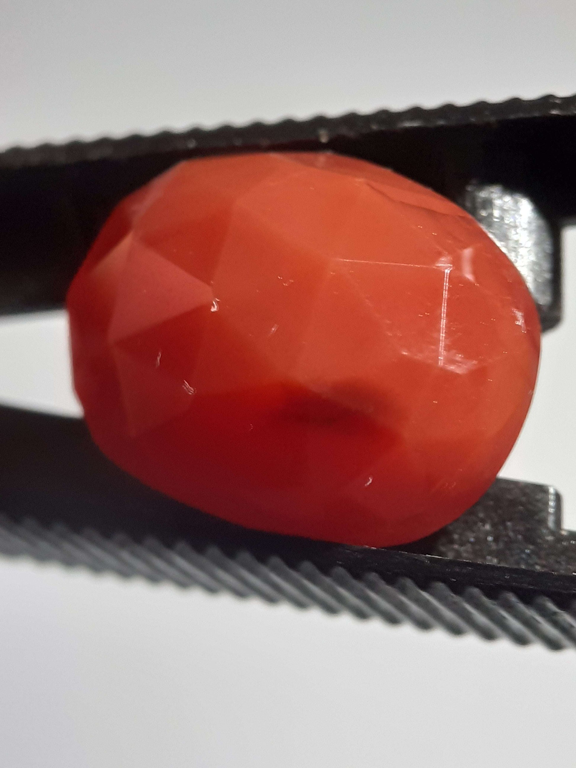 Orangy red Carnelian,rose cut, oval, 12.25 ct - Natural Gems Belgium