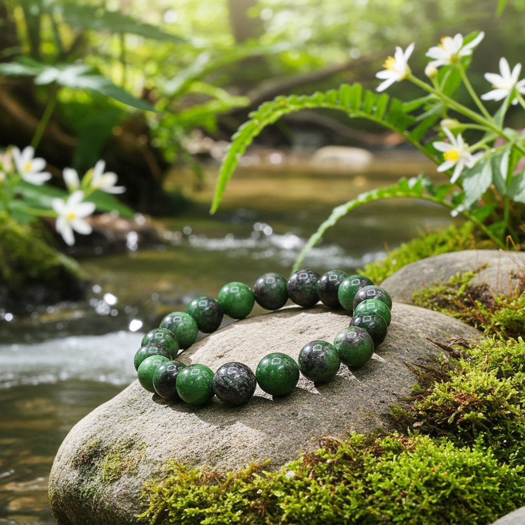 Ruby Zoisite Bead Bracelet 6 mm – Natural Ruby in Zoisite Gemstone Bracelet - Natural Gems Belgium