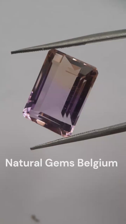 Natural purple and yellow Ametrine - 11.209 ct - octagon - certified natural