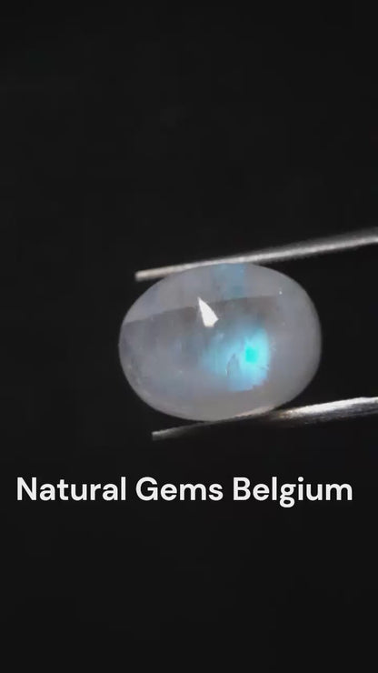 Natural Moonstone - pale blue adularescence - 8.064 ct - oval cabochon