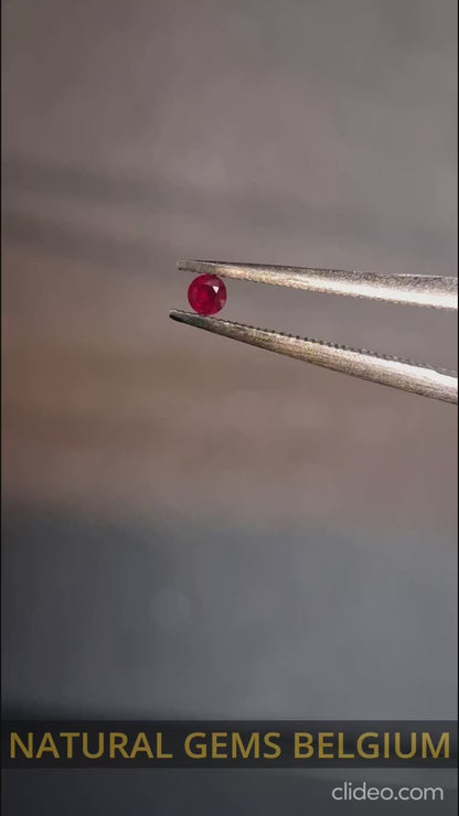 Natural Red Ruby - 0.04 ct - Round - heated - Burma - very good color - mid uv 385 reactive