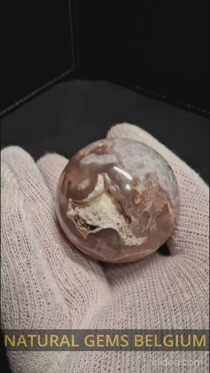 Natural Agate Sphere - 4.7 cm - Sakura agate - Druzy pocket
