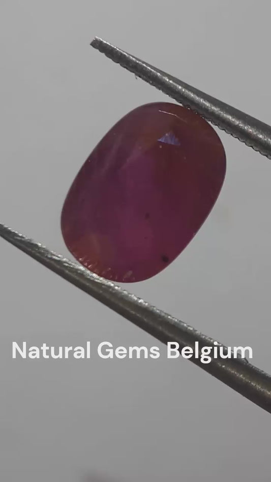 Natural purplish red Ruby - 1.86 ct - oval - unheated - certified by NGB