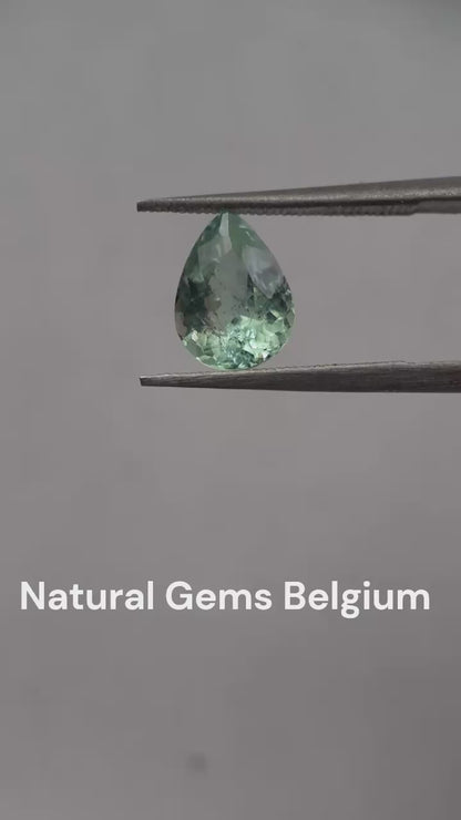 Natural light green Tourmaline - 1.18 ct - pear - unheated - certified by NGB