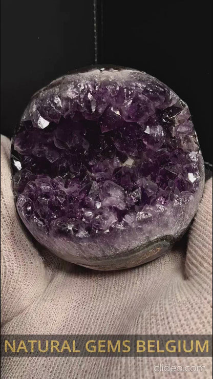 Natural Amethyst geode - Sphere - 8.6 cm - deep purple
