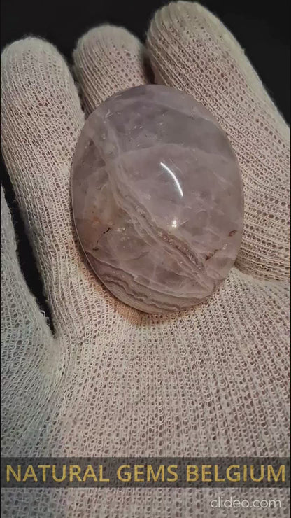 Natural Agate Palmstone - oval - 5x4 cm - crazy lace agate with amethyst