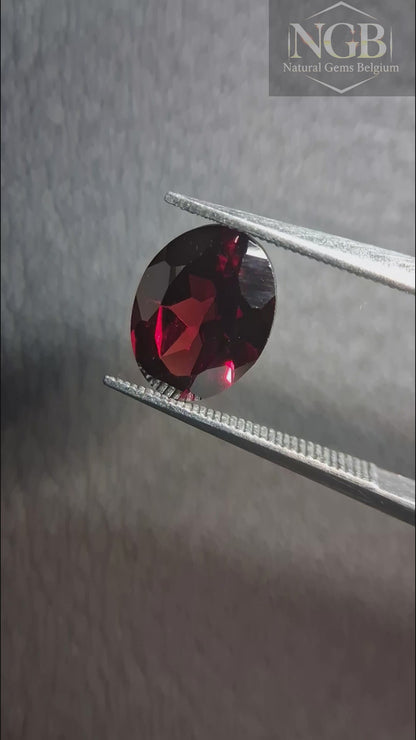 Grenat Naturel - Rhodolite - 1.895 ct - ovale à facettes - pierre précieuse rouge