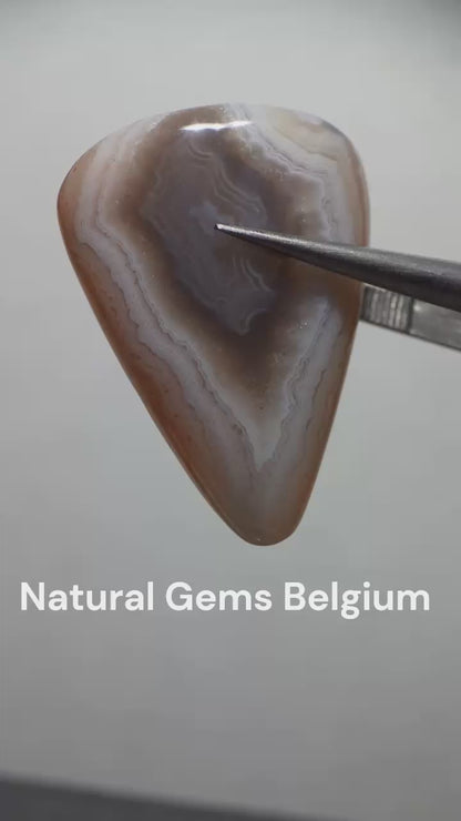 Natural Light brown white laced Botswana Agate - 20.18 ct - pear Cabochon - Amazing color and pattern