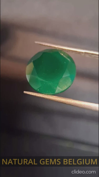 Natural Faceted Agate - Green Agate - 8.589 ct - round