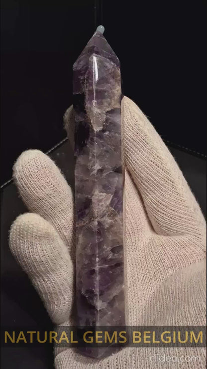Natural Amethyst tower - dream amethyst - 15 x 1.8 cm - hexagon tower - good finish