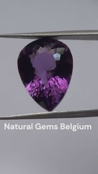 Natural purple Amethyst - 9.778 ct - Pear - good color - good clarity