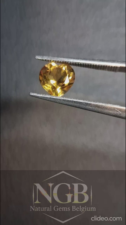 Citrine naturelle – Cœur facetté 6x6 mm Jaune | Pierre de citrine libre 0,725 ct