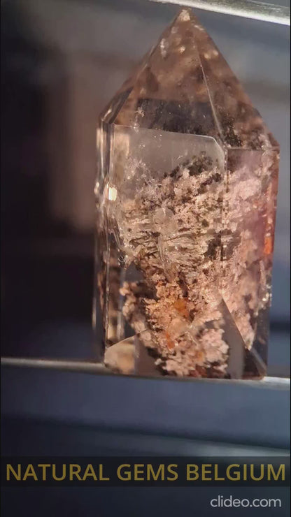 Crystal point of Phantom Quartz - multicolored scenic - hexagon - 3.3 cm