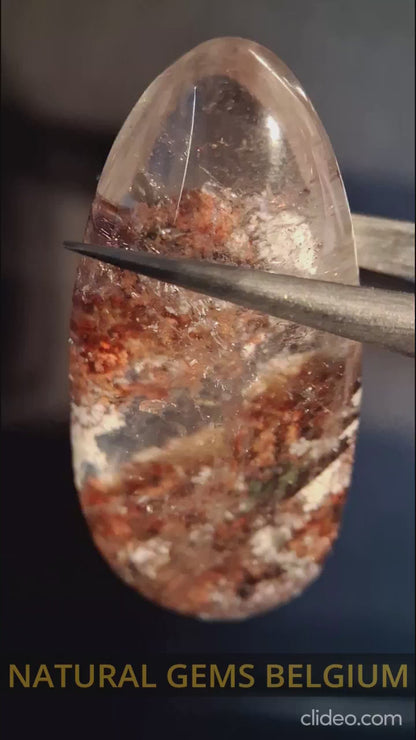 Natural Phantom Quartz - oval polished - 3.8 cm - teardrop