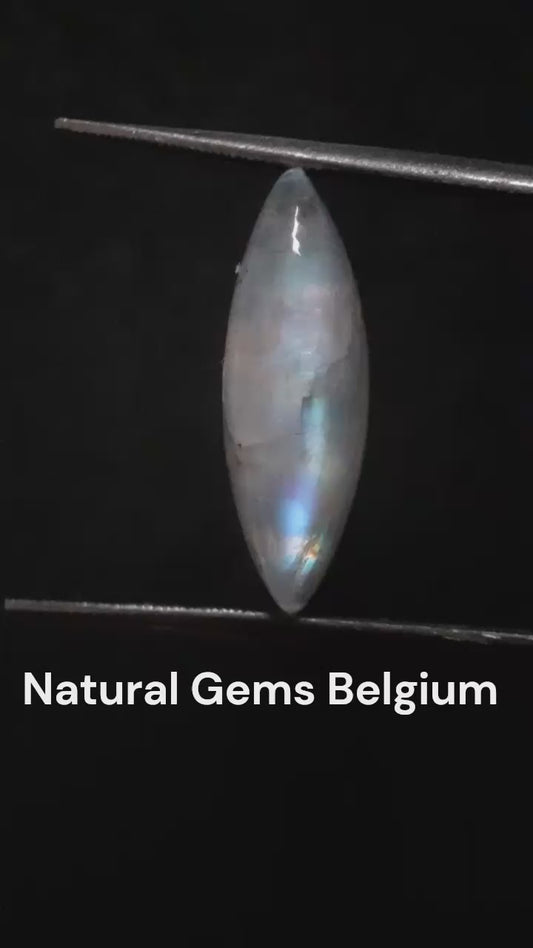 Natural Moonstone - rainbow adularescence - 7.535 ct - marquise cabochon