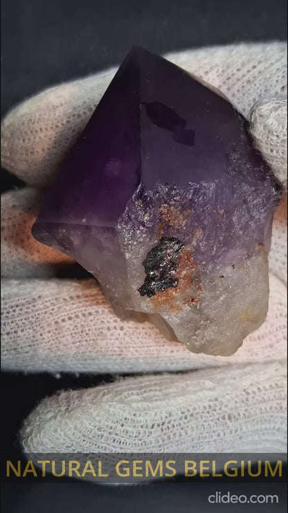 Rough amethyst - Amethyst Crystal Point - Raw Point with Root - 5.7  x 4.8 cm