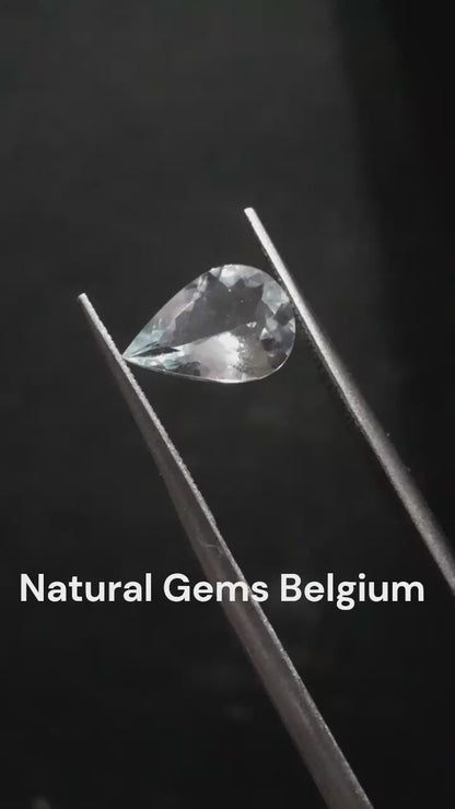 Natural very light greenish blue aquamarine - 1.099 ct - pear - unheated