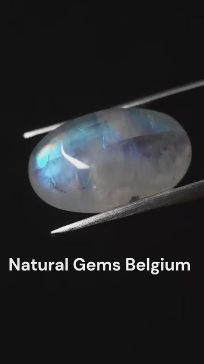 Natural Moonstone - pale blue to blue adularescence - 9.355 ct - oval cabochon