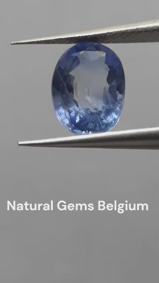 Natural light blue to blue sapphire - 1.54ct - oval - Ceylon - certified by NGB