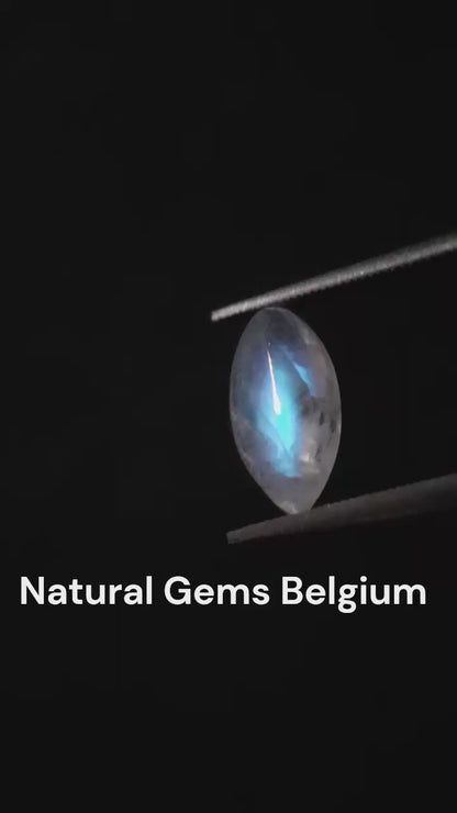 Natural Moonstone - lightblue and purplish adularescence - 1.485 ct - marquise cabochon