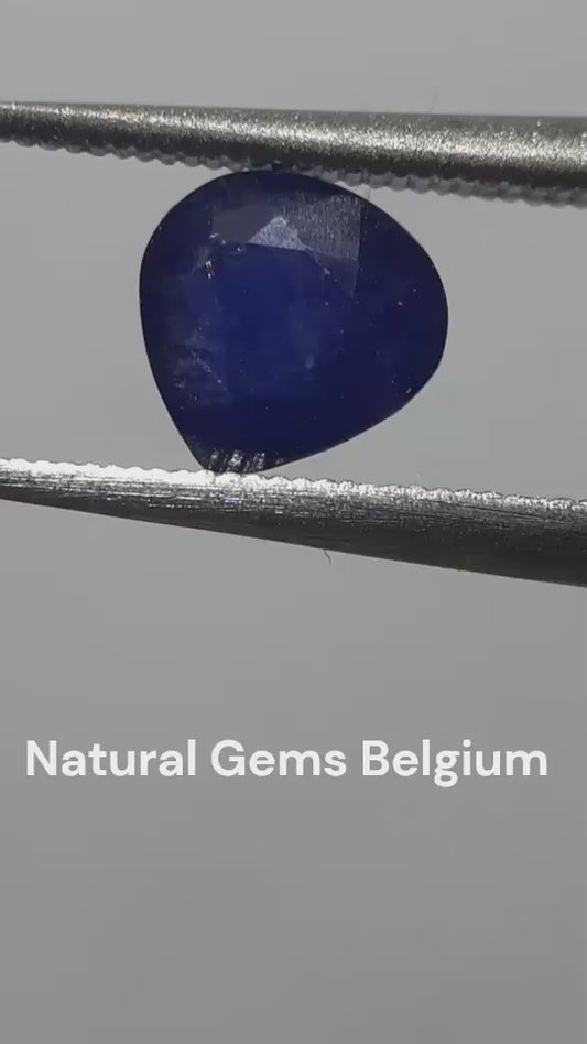 Natural blue sapphire - 0.97 ct - Pear - heated - Ceylon - certified by NGB