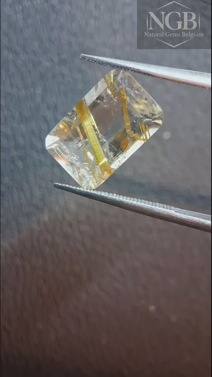 Natural Golden Rutilated Quartz – 3.720 ct Octagon Cut Loose Gemstone – 11.9 × 7.9 mm